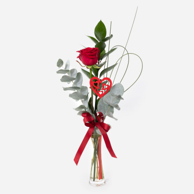 A Little Treasure
 - Leave a lasting impression with this single red rose, presented in a glass vase. Handmade & hand-delivered to the one you treasure.
